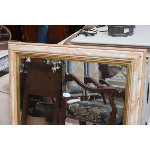 2213 - Rectangular modern mirror with marble effect surround, approx 95cm x 86cm