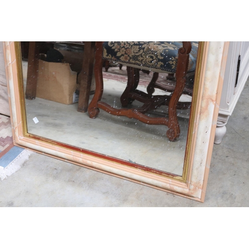 2213 - Rectangular modern mirror with marble effect surround, approx 95cm x 86cm