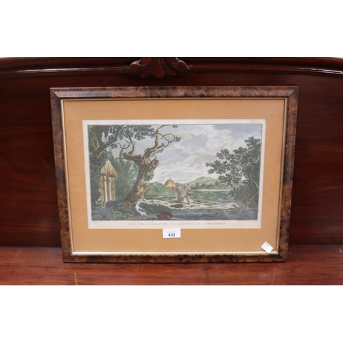 2214 - Antique framed engraving, Robert Benard, c1777, Vue De L'isle La Nouvelle Caledonie, approx 22cm x 3... 