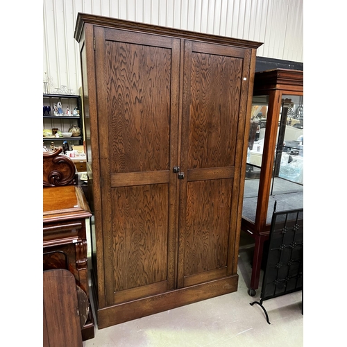 2217 - Vintage oak two door robe, approx 203cm H x 123cm L x 52cm D