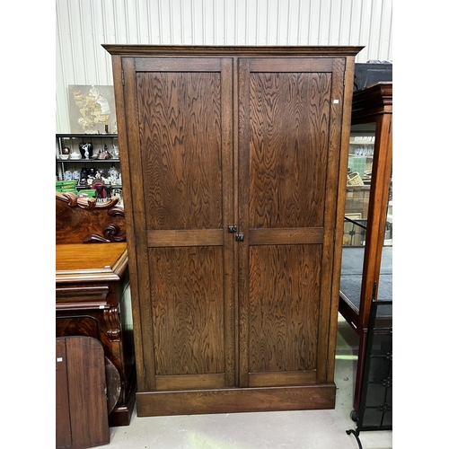 2217 - Vintage oak two door robe, approx 203cm H x 123cm L x 52cm D