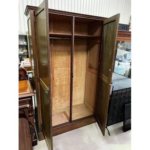 2217 - Vintage oak two door robe, approx 203cm H x 123cm L x 52cm D