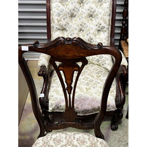 2218 - Set of four late Victorian inlaid parlour chairs, each approx 94cm H (4)