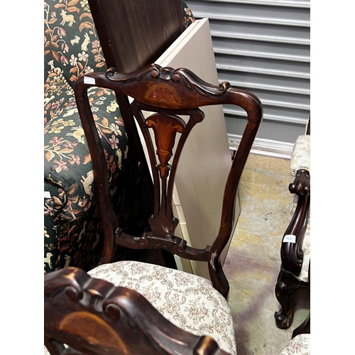 2218 - Set of four late Victorian inlaid parlour chairs, each approx 94cm H (4)