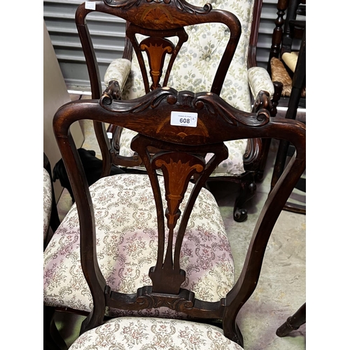 2218 - Set of four late Victorian inlaid parlour chairs, each approx 94cm H (4)