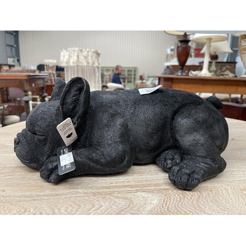 2222 - Black French dog, approx 15cm H x 34cm W