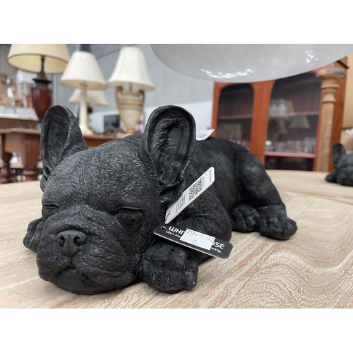 2222 - Black French dog, approx 15cm H x 34cm W