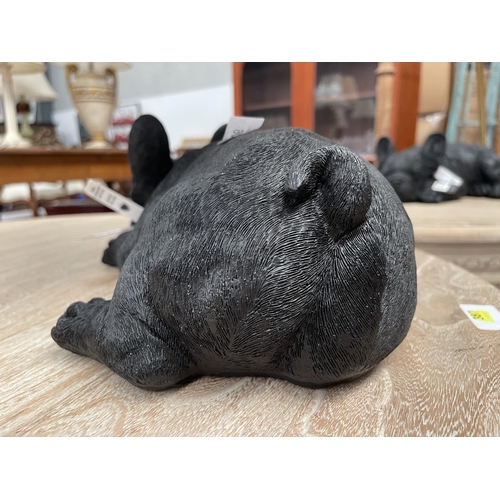 2222 - Black French dog, approx 15cm H x 34cm W