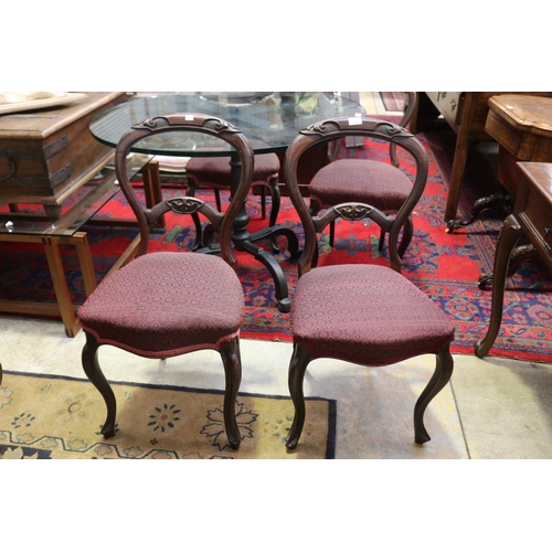 2232 - Set of four antique Victorian carved back dining chairs, each approx 86cm H (4)