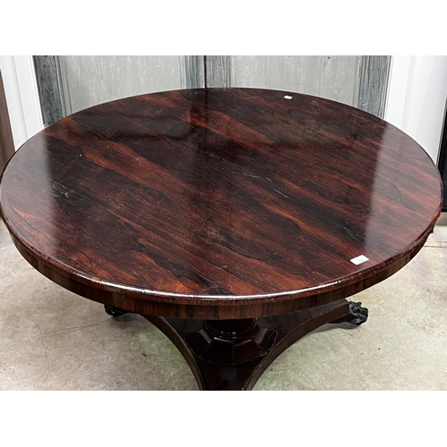 2233 - Antique early Victorian rosewood Circular table, approx 72cm H x 121cm Dia