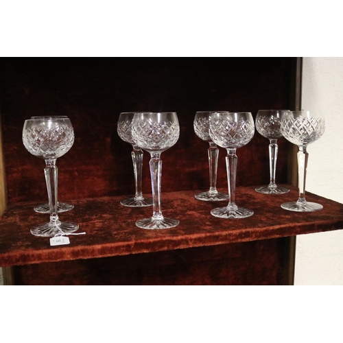 2250 - Set of eight Bohemian diamond cut crystal hock glasses, each approx 19cm H (8)