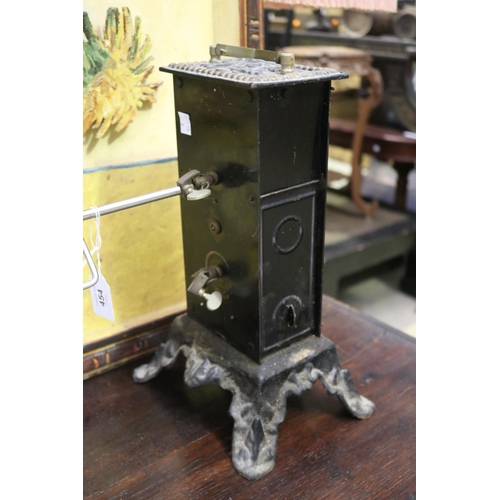 2269 - Antique 19th century French cast iron clockwork rotisserie spit jack, approx 35cm H x 67cm W