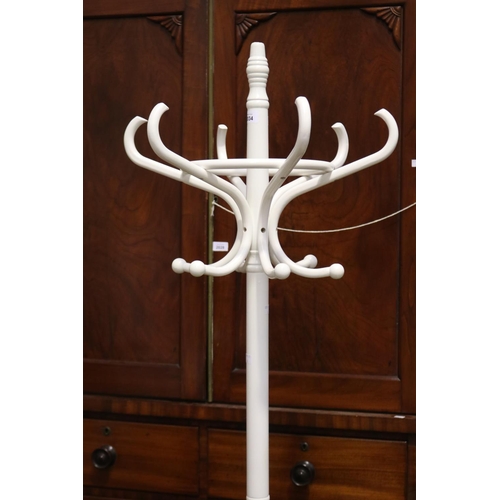 2034 - Modern white pained bentwood coat rack, approx 185cm H