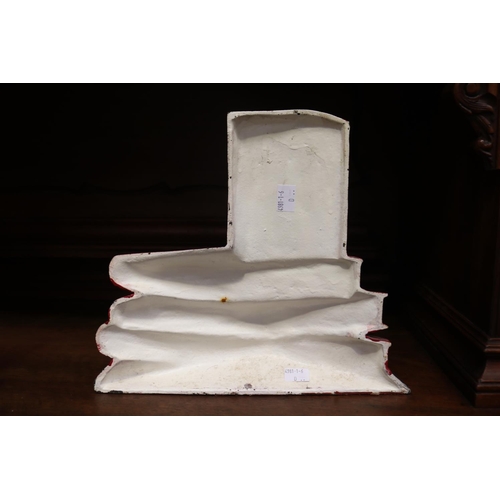 2114 - Cast iron stack of books door stop or bookend, approx 26cm H x 30cm W