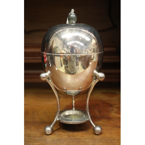 2122 - Silver plate egg warmer, approx 22cm H x 10cm dia