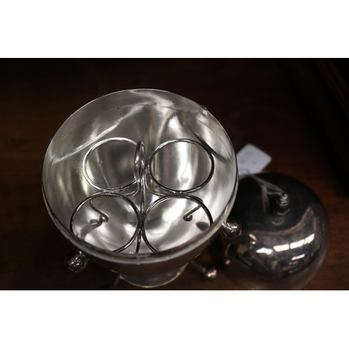 2122 - Silver plate egg warmer, approx 22cm H x 10cm dia
