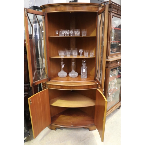 2163 - Georgian style two height corner cabinet, no key, approx 180cm H x 94cm W x 62cm D