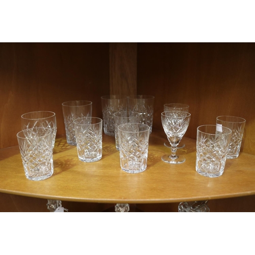 2164 - Three decanters and glassware, approx 30cm H and shorter