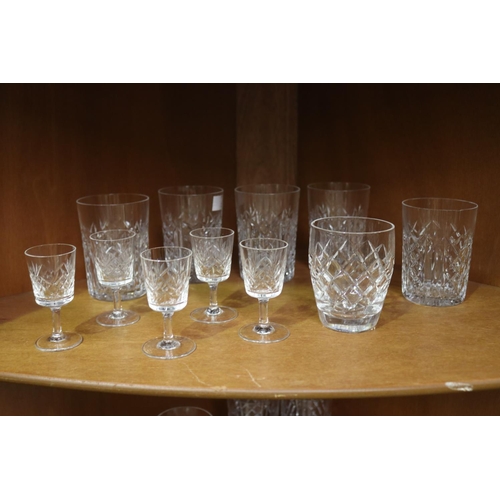 2164 - Three decanters and glassware, approx 30cm H and shorter