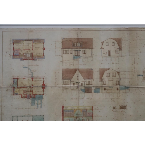 2173 - Two 1938 Archictural plans for No 1 The Glade Wahoonga for H Meyer Esq 1938, approx 48 cm x 72 cm (2... 