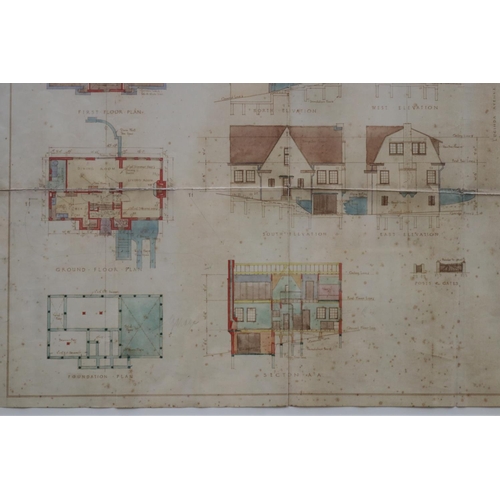 2173 - Two 1938 Archictural plans for No 1 The Glade Wahoonga for H Meyer Esq 1938, approx 48 cm x 72 cm (2... 