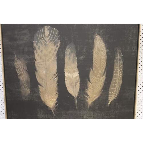 2175 - Decorative contemporary feather design painting, approx 83cm sq
