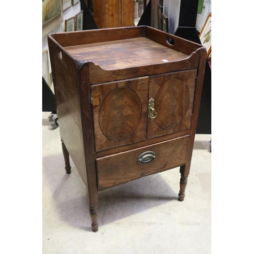 2179 - Antique Georgian pedestal nightstand, approx 75cm H x 48cm sq