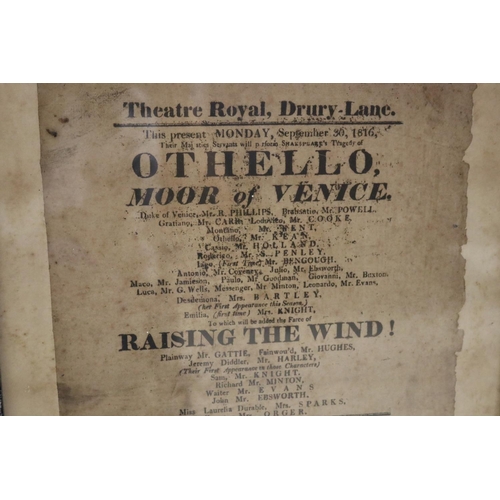 2183 - Two Framed antique handbills from theatrical events in England - from the Estate of Dorothy 
Hope Si... 