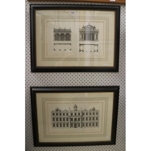 2195 - Two framed Architectural engravings, each approx 24cm x 40cm (2)