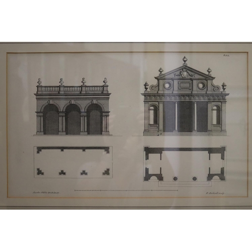 2195 - Two framed Architectural engravings, each approx 24cm x 40cm (2)