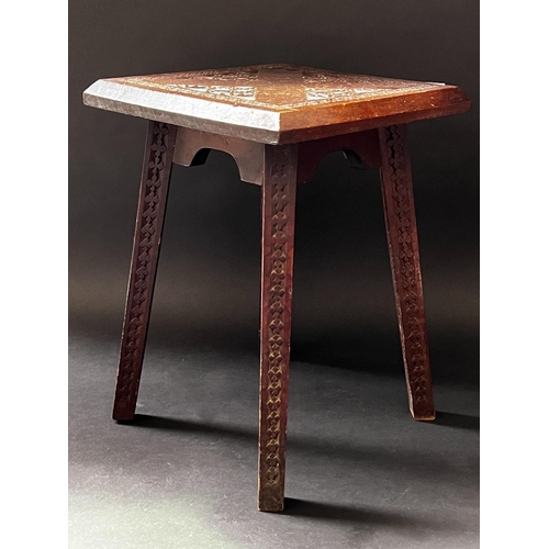 2271 - Antique Tramp art stool, approx 36cm H x 26cm Sq