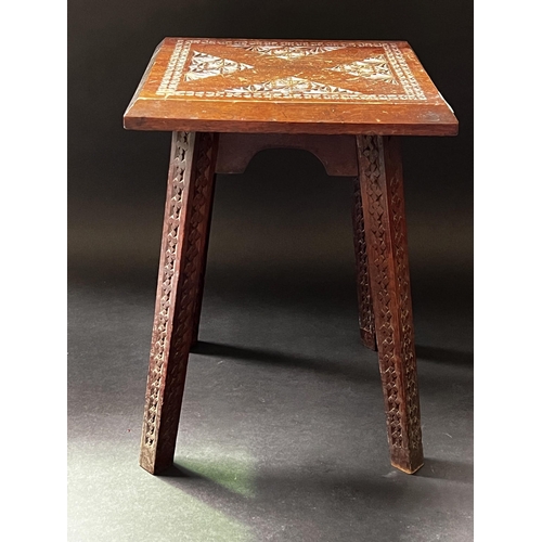 2271 - Antique Tramp art stool, approx 36cm H x 26cm Sq