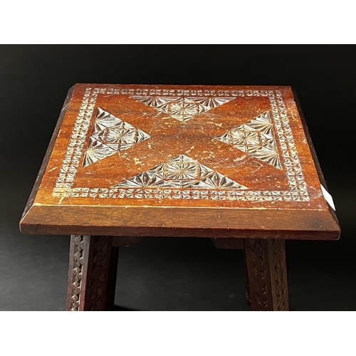 2271 - Antique Tramp art stool, approx 36cm H x 26cm Sq