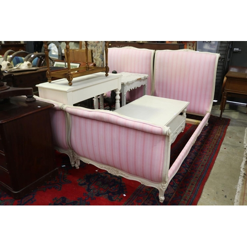 2293 - Pair of good quality modern French style painted frame day beds, each approx 115cm H x 220cm L x 99c... 