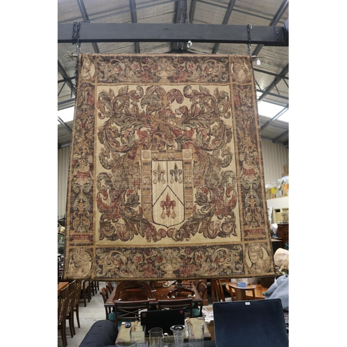 2261 - Wall hanging tapestry, approx 180cm H x 150cm W & rod approx 165cm L