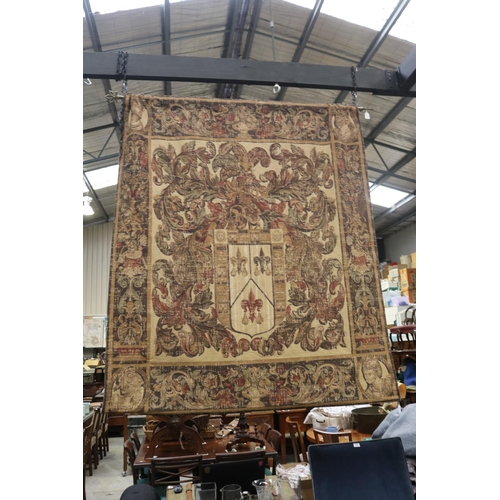 2261 - Wall hanging tapestry, approx 180cm H x 150cm W & rod approx 165cm L