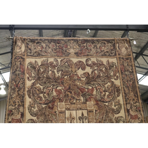 2261 - Wall hanging tapestry, approx 180cm H x 150cm W & rod approx 165cm L