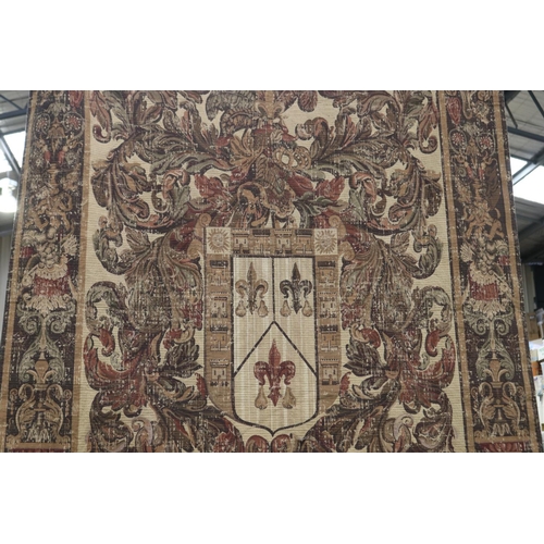 2261 - Wall hanging tapestry, approx 180cm H x 150cm W & rod approx 165cm L