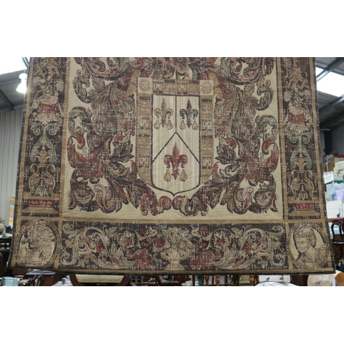 2261 - Wall hanging tapestry, approx 180cm H x 150cm W & rod approx 165cm L