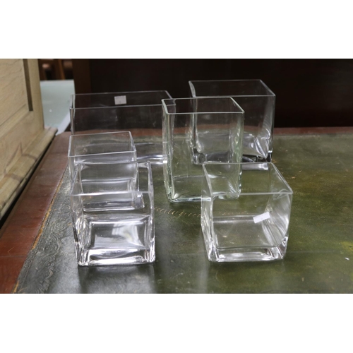 2282 - Glass square and rectangular form vases, approx 15cm H and shorter (6)