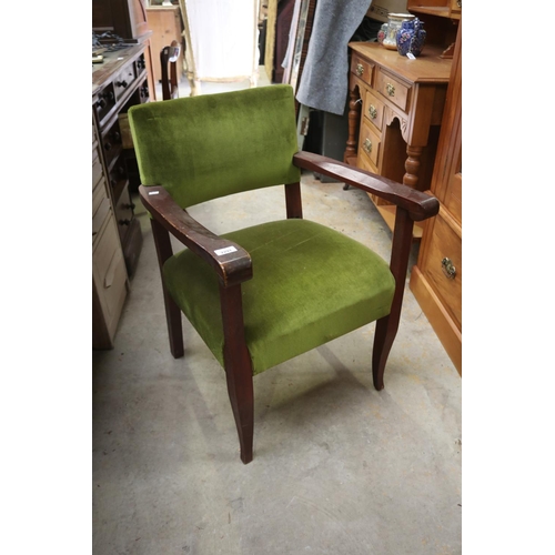 2291 - Green upholstered armchair, approx 78cm H