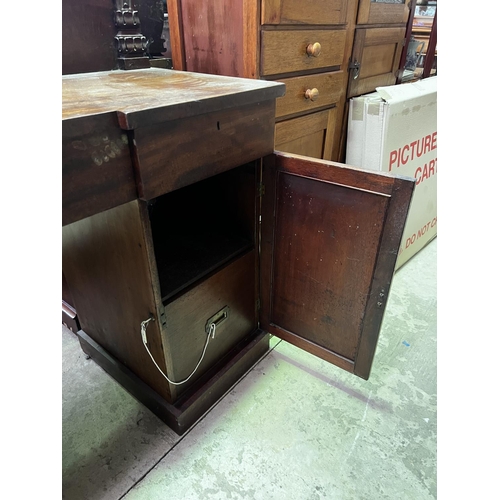 2407 - Antique mid 19th century twin pedestal sideboard, with zinc lined cellarette, approx 117cm H x 153cm... 