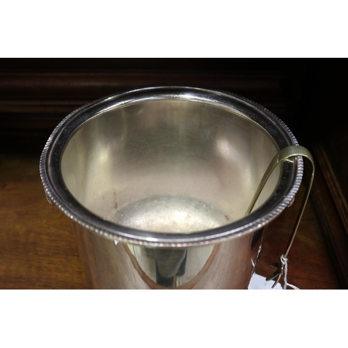 2141 - Australian Reknown silver plate ice bucket and ice nips, approx 21.5cm H x 21cm dia (2)