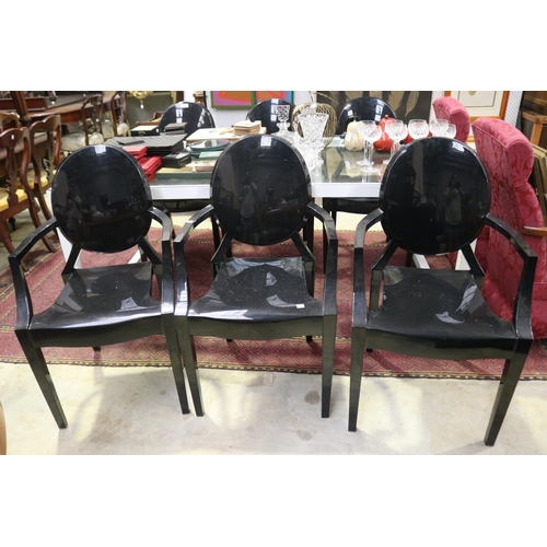 2252 - Set of six Philippe Starck style black chairs, approx 92cm H x 54cm W (6)