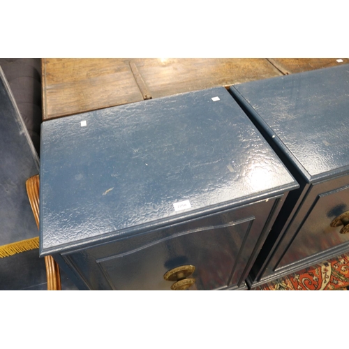 2258 - Pair of blue painted side cabinets, each approx 85cm H x 64cm W x 47cm D (2)