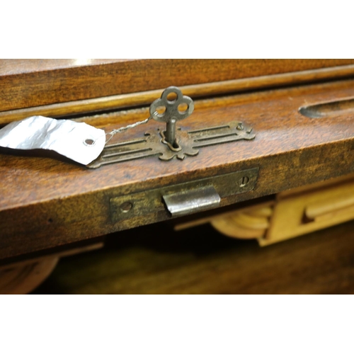 2273 - Vintage maple twin pedestal roll top desk, good clean condition, approx 109cm H x 127cm W x 76cm D