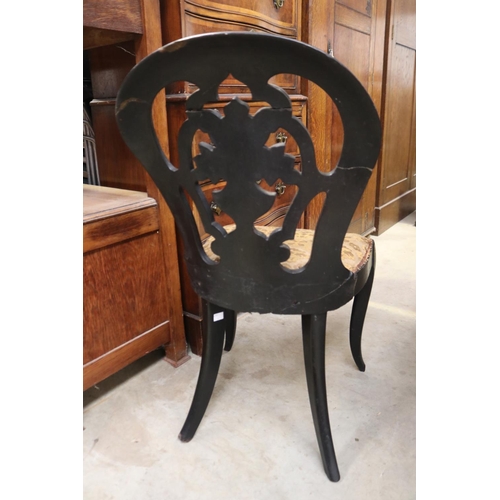 2406 - Mother of pearl inlaid chair in distressed condition, approx 82cm H x 43cm W x 52cm D