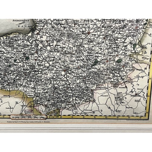 2441 - Antique hand coloured engraved map of Somerset Shire, Ex Parker Gallery London, approx 41cm H x 54cm... 