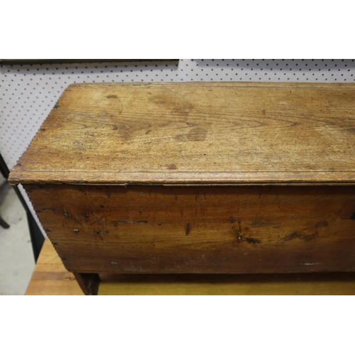 2431 - Antique English late 17th century six plank pine coffer, approx 49cm H x 125cm W x 35cm D