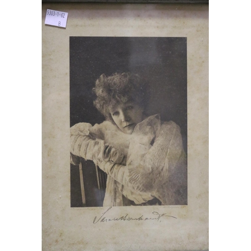 2436 - Printed Autographed framed photograph of famous French born actress Sarah Bernhardt (from the Estate... 
